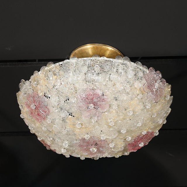 Mid-Century Hand-Blown Rose Murano Glass Florets Chandelier by Barovier & Toso For Sale - Image 14 of 18