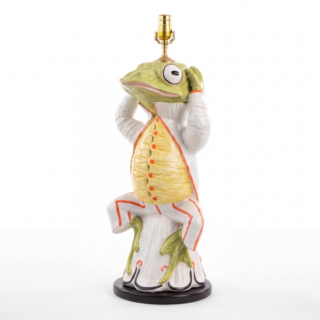 Large Scale Hollywood Regency Italian Frog Form Ceramic Table Lamp For Sale In Atlanta - Image 6 of 8