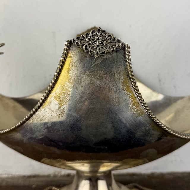 Antique Italian Silver-Plated Centerpiece Bowl with Dragon Handles, 1930s For Sale - Image 10 of 15