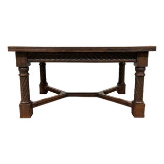 Extendable Oak Table with Gothic Decoration, 1930s For Sale