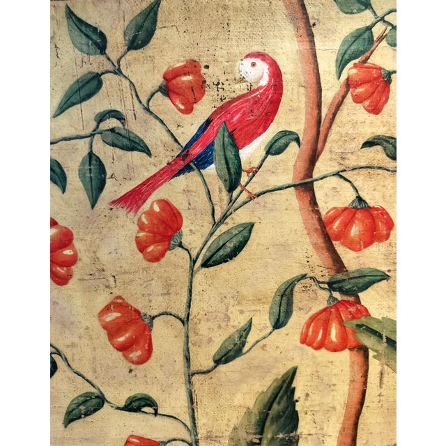 Rustic European Large Jacques Lamy Fresco Technique Painting of Birds and Flowers For Sale - Image 3 of 8