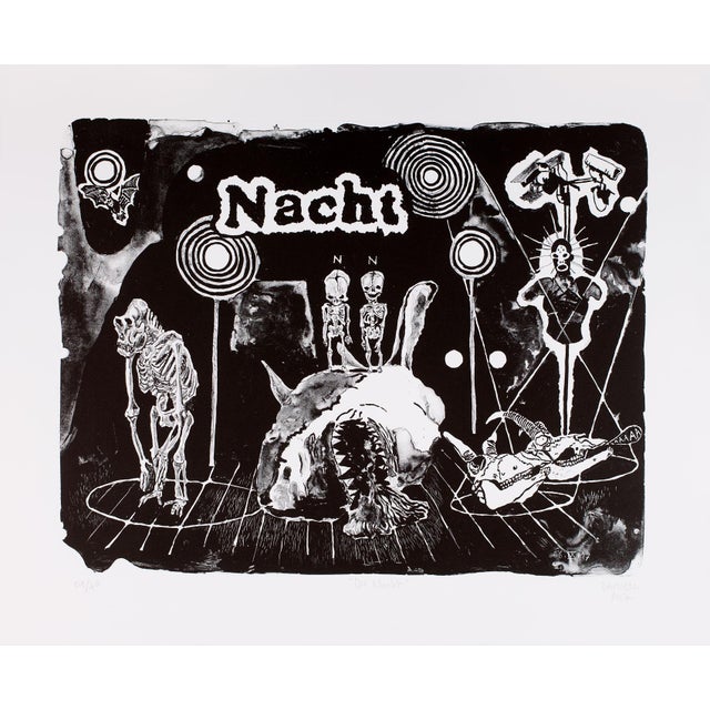 Damien Deroubaix Die Nacht, 2017 Original black lithograph on BFK Rives paper 300g Printed in 40 copies, signed, dated and...