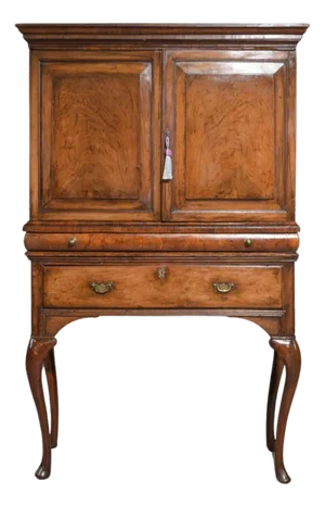 Antique English Queen Anne Walnut Collector’s Cabinet, Circa 1710-1720