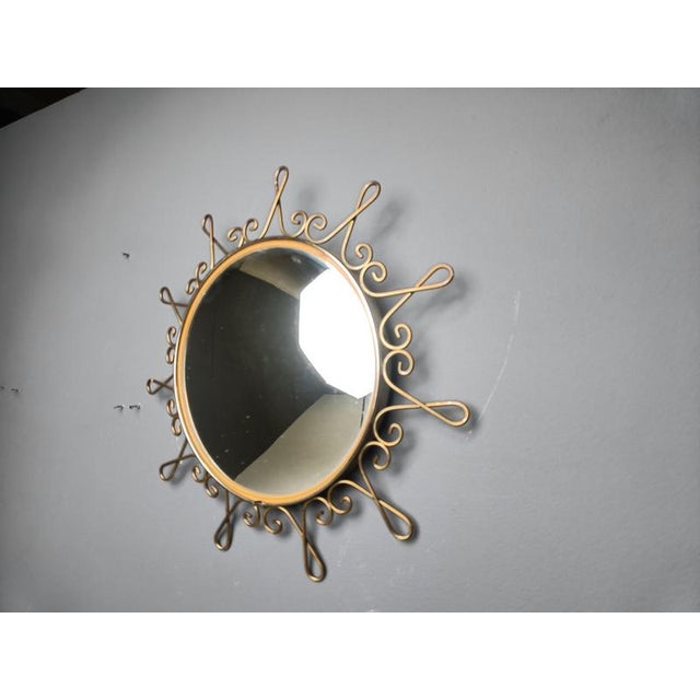 Vintage Brass Sunburst Mirror, 1970s For Sale - Image 9 of 12