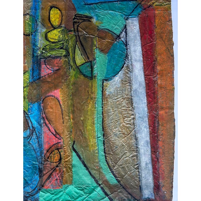 Abstract Jaddan Massanet Abstract Mixed Media Collage Painting 2003 For Sale - Image 3 of 8