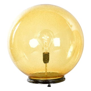 Spherical Light Fixture in Amber Glass, 20th Century For Sale