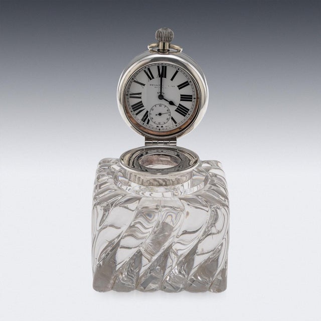 Antique Scottish Silver Clock and Inkwell by Hamilton & Inches, 1903 For Sale - Image 3 of 18