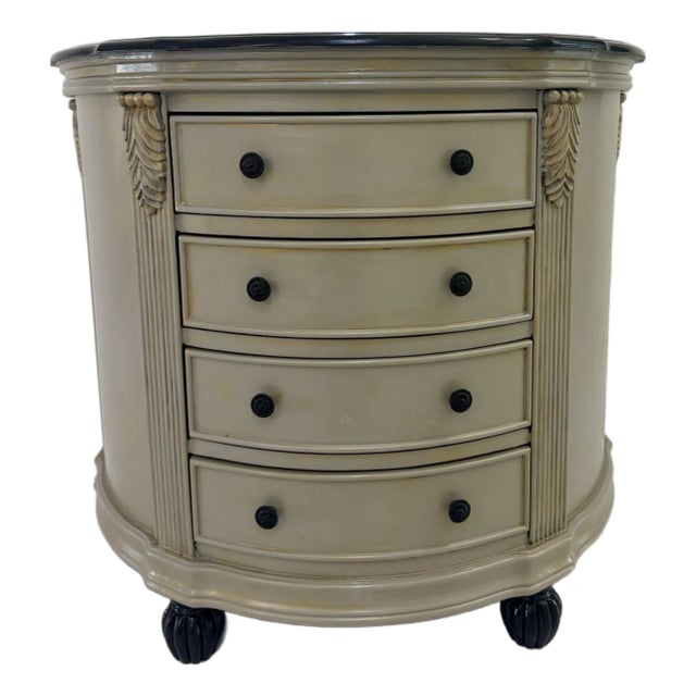 Neoclassical Half-Moon Chest of Drawers With Granite Top For Sale