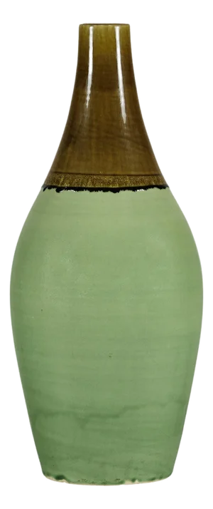 Large Studio Pottery Floor Vase with Brown and Green Glaze