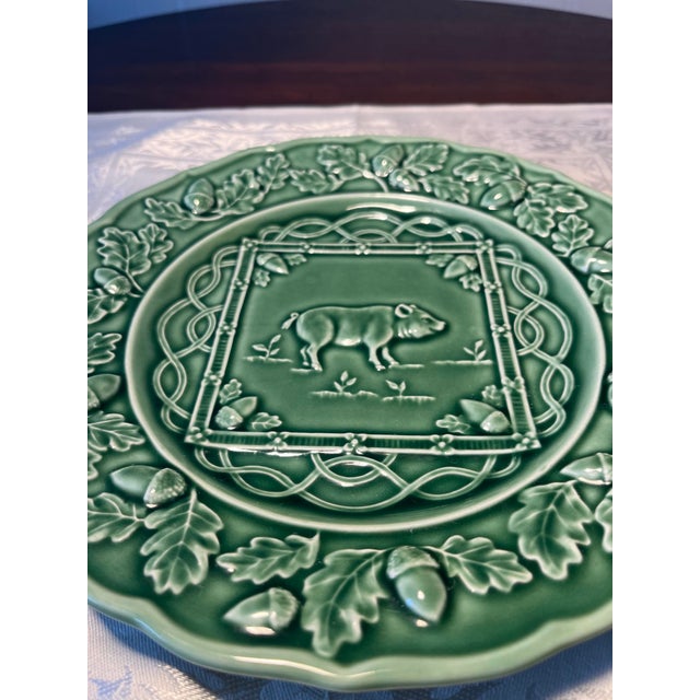 Bordallo Pinheiro Vintage Bordallo Pinheiro Majolica Pig Plate For Sale - Image 4 of 4