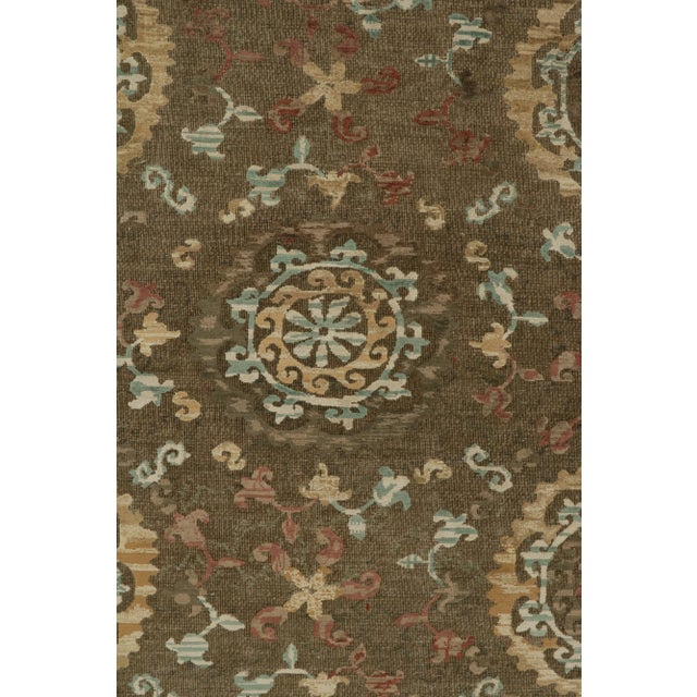 Rug & Kilim’s Classic Spanish Style Rug in Beige-Brown, Gold & Blue Medallions For Sale In New York - Image 6 of 7