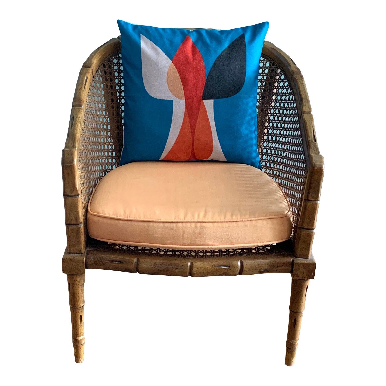 1960s MidCentury Cane Barrel Chair Chairish