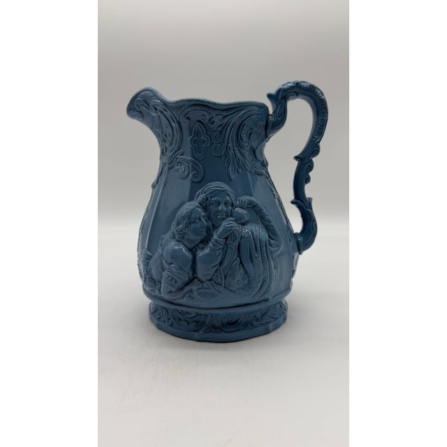 A Very Fine Antique English Victorian Blue Salt Glazed Stoneware Jug, Circa 1850's For Sale - Image 11 of 12