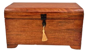 Early 20th Century Tiger Maple Rustic Footed Box With Domed Lid and Gold Tassel