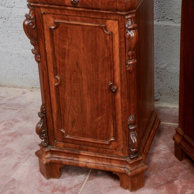 Antique Carved Bedside Tables, 1800s, Set of 2 For Sale - Image 12 of 13