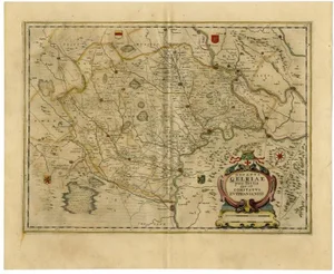 Antique Map of the Region of Zutphen in the Netherlands by Janssonius, 1647