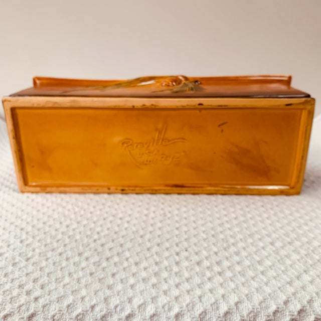 1940s Roseville Pine Cone Brown Rare Window Box Planter W/ Handle For Sale - Image 10 of 14