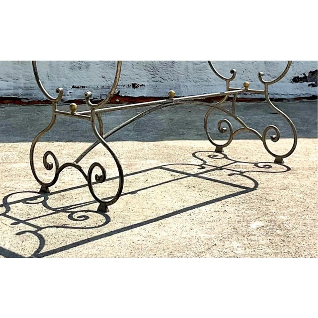 Vintage Regency Patinated Scroll Console Table For Sale - Image 9 of 12