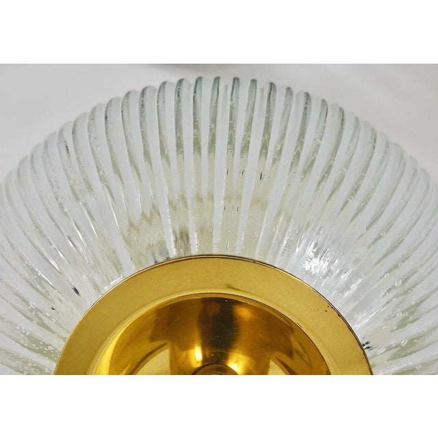 Large German Flushmount in Striped Bubble Glass and Brass from Limburg, 1970s For Sale - Image 15 of 18