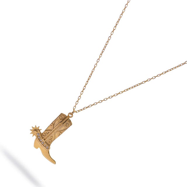 Western Spirit Cowboy Boot Gold Vermeil Necklace For Sale In Miami - Image 6 of 7