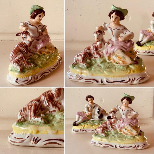 Captivating Pair of Early 20th Century English Staffordshire Mantle Figures For Sale - Image 6 of 12