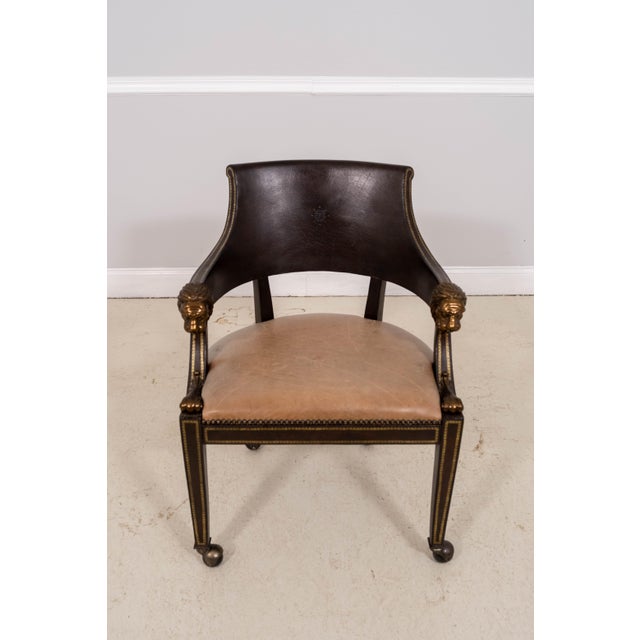 Age: Approx: 20 Years Old Details: Neoclassical design Construction Brass Or Bronze Lion Head Arms On Rolling Caster...