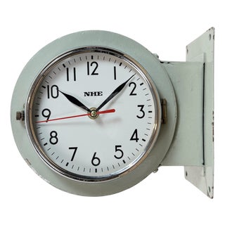 Vintage Green Double-Sided Ship Wall Clock from NHE, 1980s For Sale