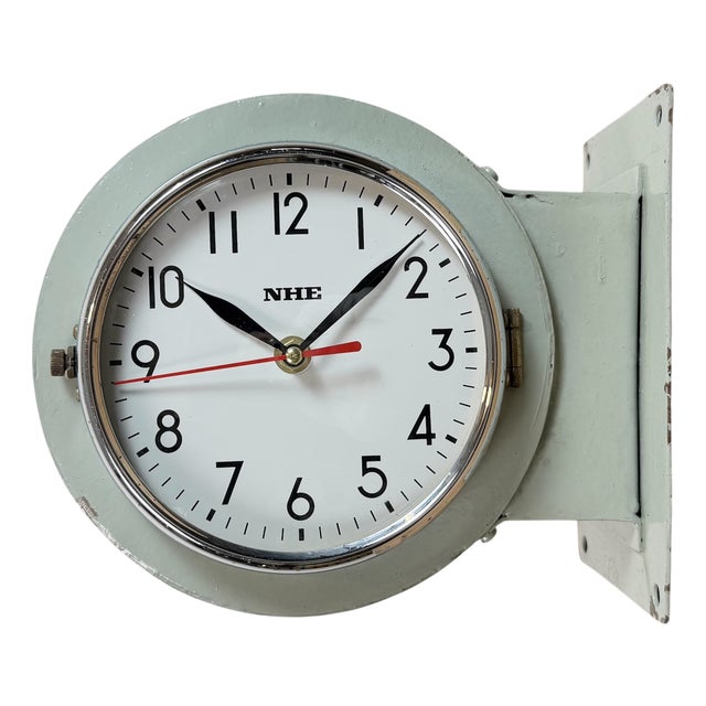 Vintage Green Double-Sided Ship Wall Clock from NHE, 1980s For Sale