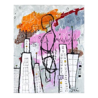 Figure B - Original Neo-Expressionist Mixed Media Painting on Canvas by Soren Grau For Sale