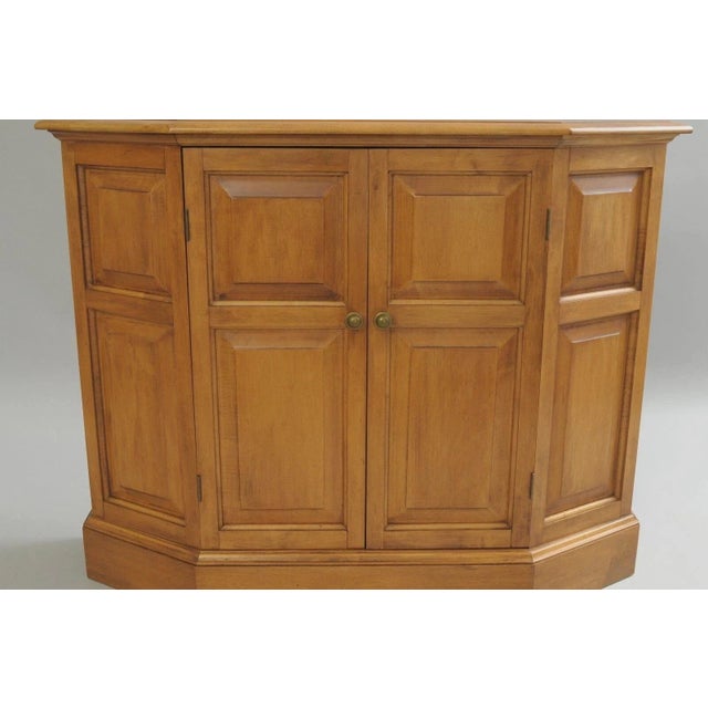 Mid 20th Century Conant Ball Colonial Maple Wood Console Cabinet Table W Clipper Ship Wall Mirror For Sale - Image 5 of 12