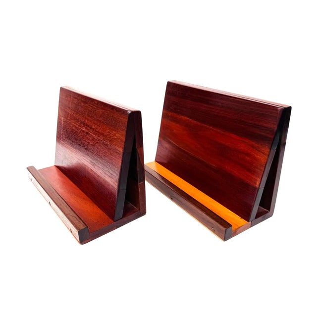 Wood Pair of Handmade Mid Century Wooden Display Easels / Display Stands For Sale - Image 7 of 14