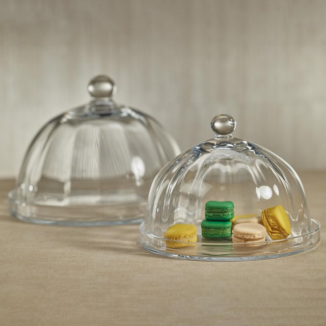 Aldgate Optic Pastry Glass Plate with Cloche, Small For Sale - Image 4 of 5