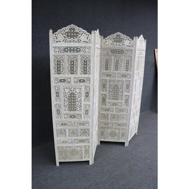 Anglo Indian Sandalwood Dressing Screen/Room Divider For Sale - Image 4 of 10