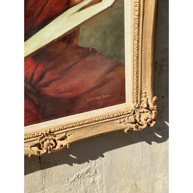 Regency Style Original Figurative Oil on Canvas Painting, Framed For Sale - Image 4 of 12