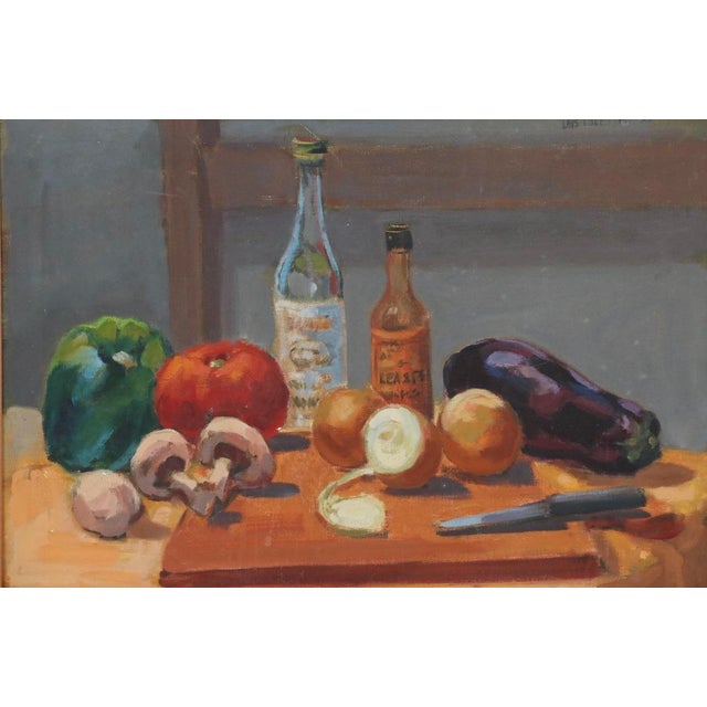 Lois Foley (American, 1936 - 2000) Untitled (still life of kitchen cutting board), 1975 Oil painting on canvas Signed and...