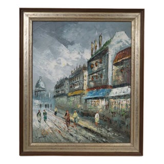 J. Austin, Impressionist City View, Oil on Canvas, 1890-1910, Framed For Sale