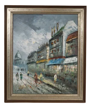 J. Austin, Impressionist City View, Oil on Canvas, 1890-1910, Framed