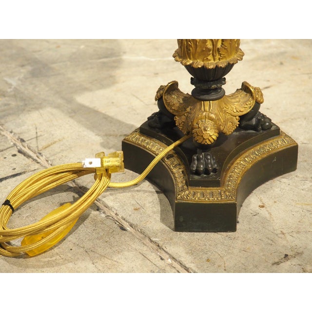 Pair of French Charles X Patinated Bronze Candelabra Lamps, Circa 1830s For Sale - Image 17 of 18