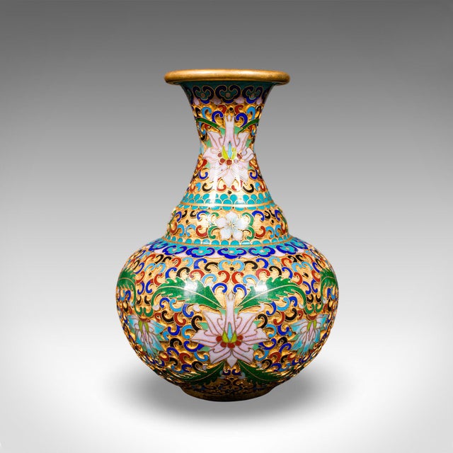 1970s Pair of Small Vintage Baluster Form Vases, Oriental, Cloisonne, Posy Urn, c.1970 For Sale - Image 5 of 12