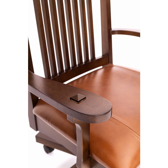 Brown Arts and Crafts Mission Oak Office Chair - Walnut Stain For Sale - Image 8 of 18