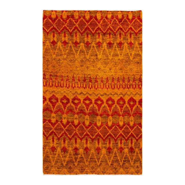 Modern Hand-Knotted Area Rug - Orange, 5' 0" x 8' 0" For Sale