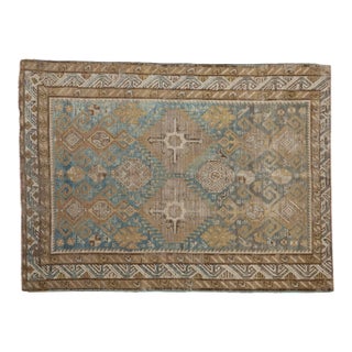 Antique Distressed Caucasian Rug - 3'4" X 4'10" For Sale