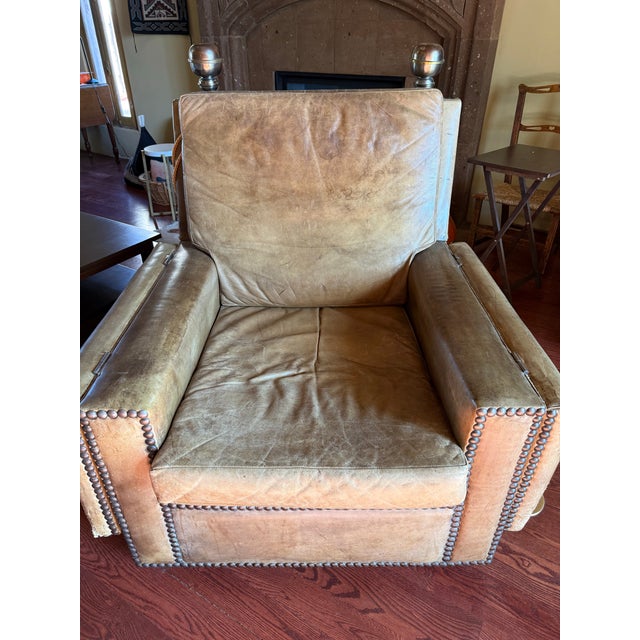 Mid 19th Century Knoll Antique Leather 4 Seater Drop Arm Sofa and 2 Chairs For Sale In Santa Fe - Image 6 of 12