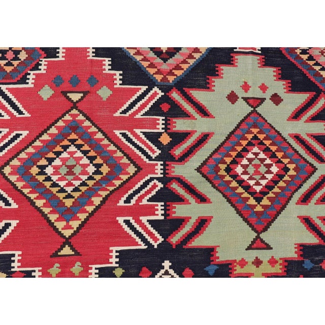 19th Century Antique Kuba Kilim Gallery Rug in With Vibrant Colors 6 X 12'8 For Sale - Image 11 of 15