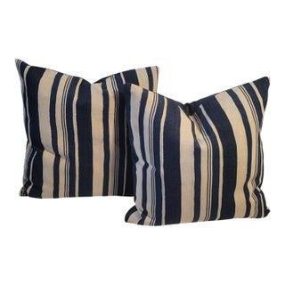 Pair of Striped Linen Pillows For Sale