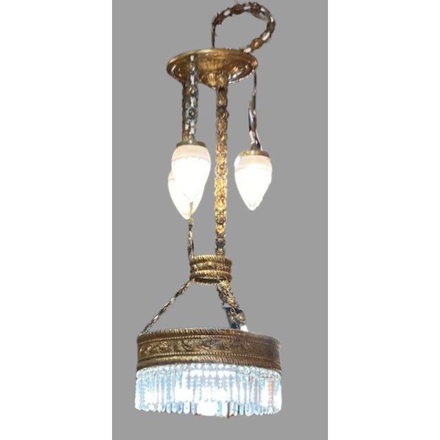 Spectacular modernist chandelier from 1890-1909. Restored and rewired with current approved textile cable, following the...