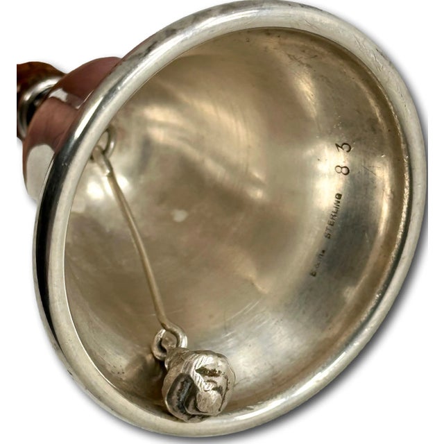 Fine Antique American Sterling Silver & Genuine Rosewood Dinner Bell With Lovely Ring Tone - Circa 1920s For Sale - Image 10 of 12