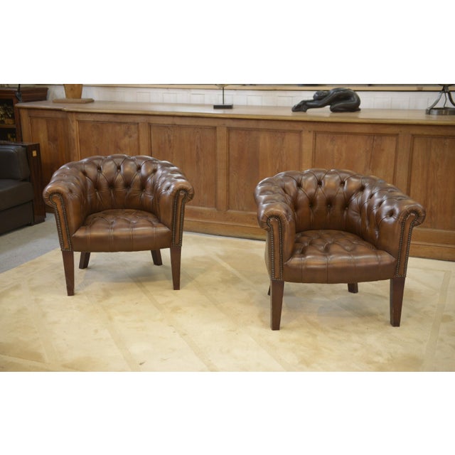 Vintage Leather Club Chairs, 1990s, Set of 2 For Sale - Image 9 of 14