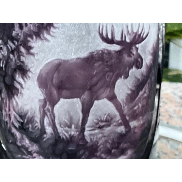 Gold Moser Harrach Amethyst Cameo Vase with Engraved Elk by Gunter For Sale - Image 8 of 18