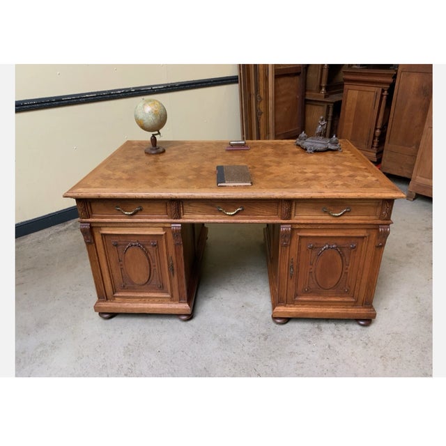 Antique Freestanding Desk in Oak, 1910 For Sale - Image 12 of 12